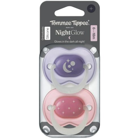 Tommee Tippee Night Glow éjszakai nyugtató cumi sterilizáló tokkal 6-18 hó 2 db