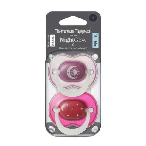 Tommee Tippee Night Glow éjszakai nyugtató cumi sterilizáló tokkal 18-36 hó 2 db