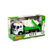 POLESIE műanyag konténeres autó FEHÉR/ZÖLD