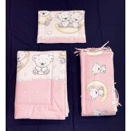   DOMBABY 3 részes ágynemű garnitúra fejvédővel MACIS PINK