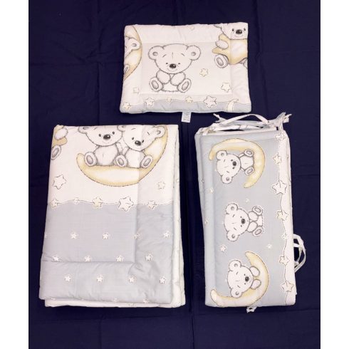 DOMBABY 3 részes ágynemű garnitúra fejvédővel  MACIS SZÜRKE