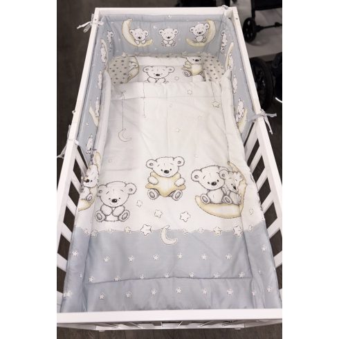 DOMBABY 3 részes ágynemű garnitúra fejvédővel  MACIS SZÜRKE