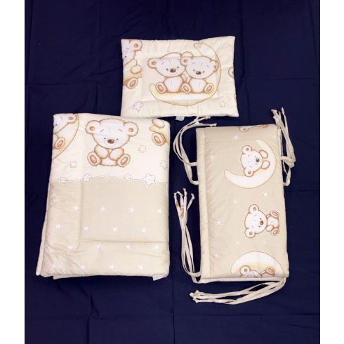 DOMBABY 3 részes ágynemű garnitúra fejvédővel  MACIS BÉZS